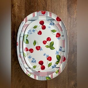Sur La Table Pique-Nique Cherry and Floral Oval Platter - Set of 3